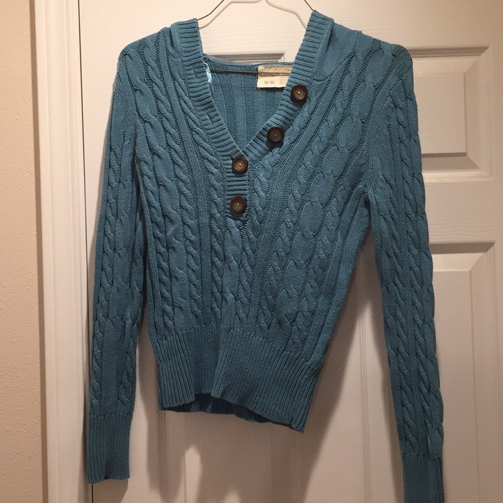 Hooded button up sweater